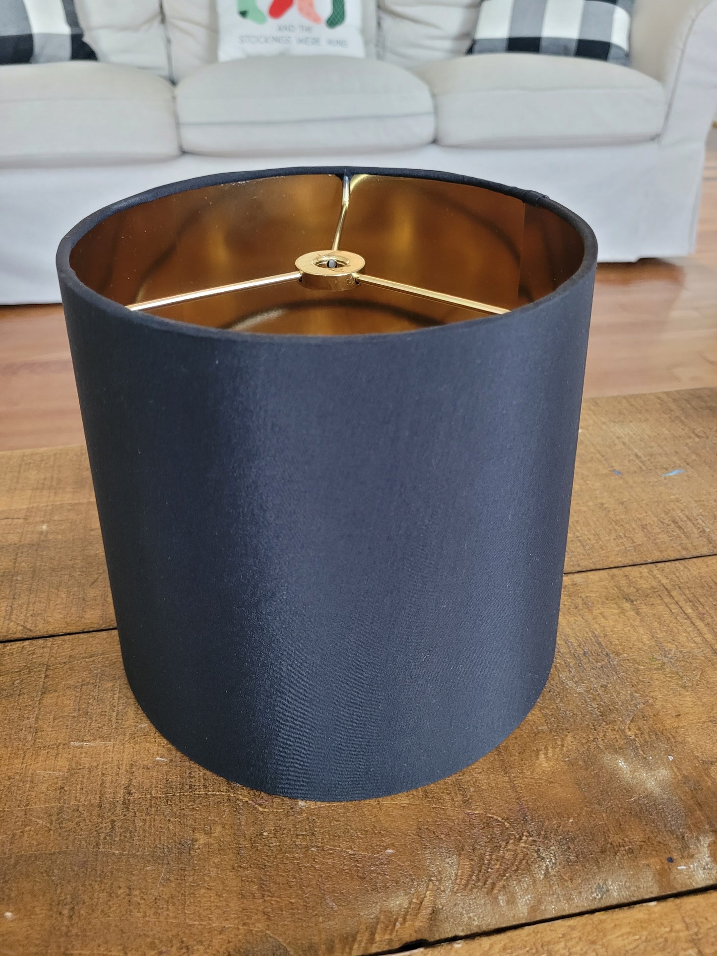 Black Silky Fabric with Gold inside Lamp Shade