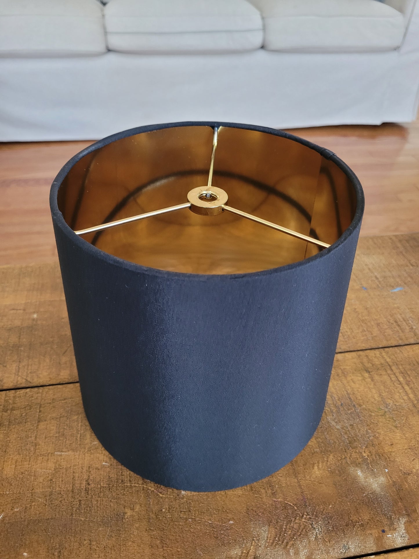 Black Silky Fabric with Gold inside Lamp Shade
