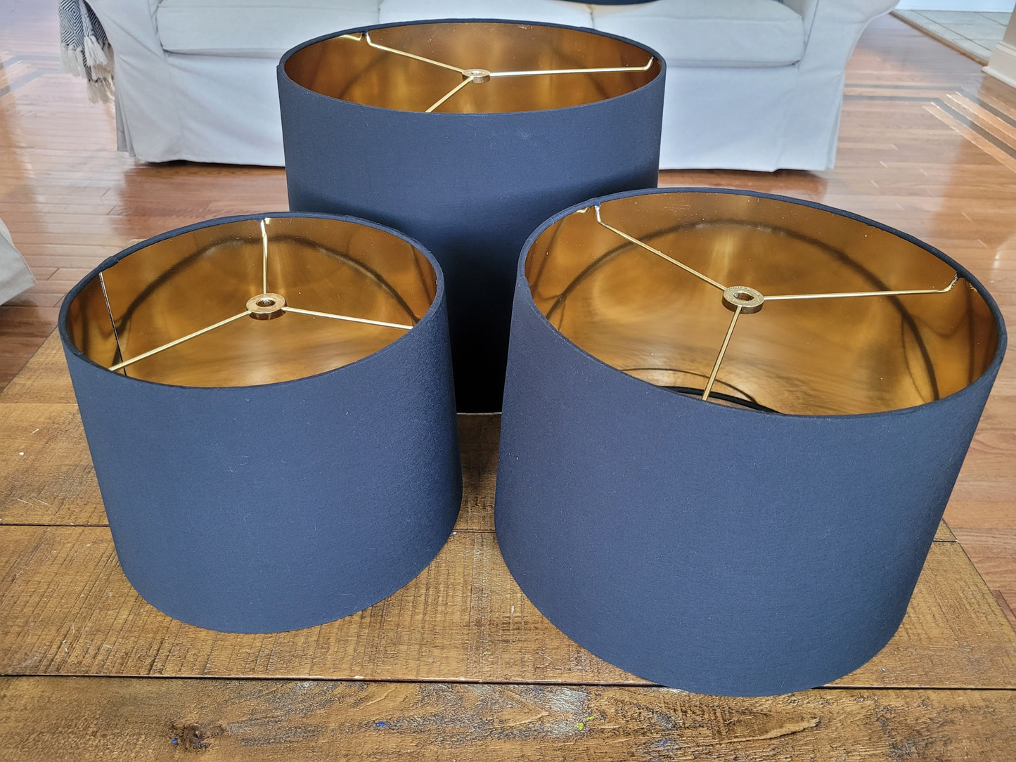Black Silky Fabric with Gold inside Lamp Shade