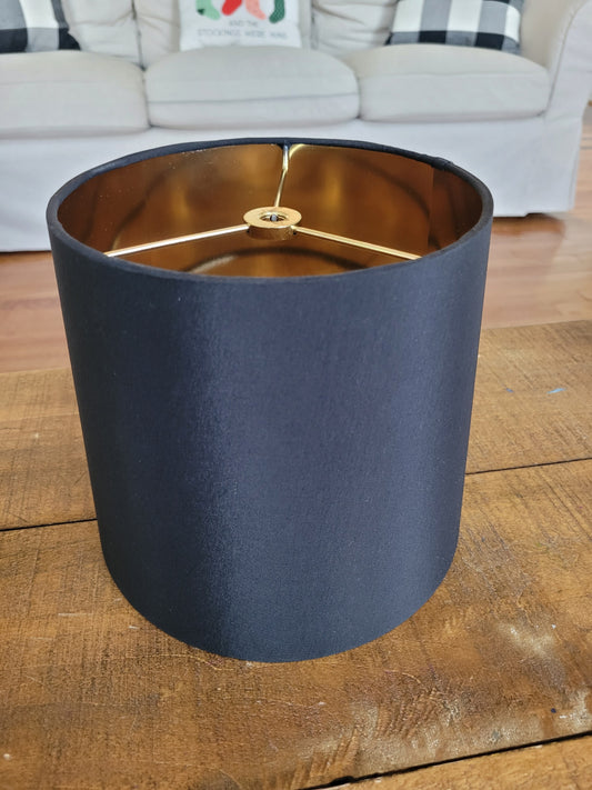 Black Silky Fabric with Gold inside Lamp Shade