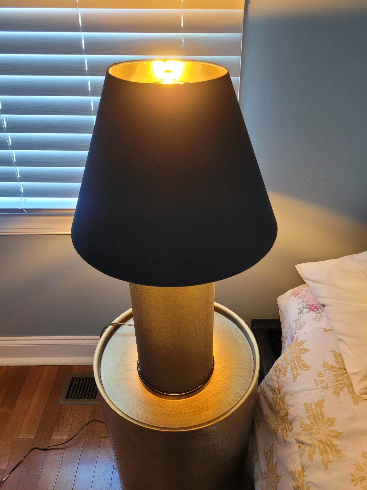 POP Table Lamp with Black Silky/Gold Coolie Lamp Shade