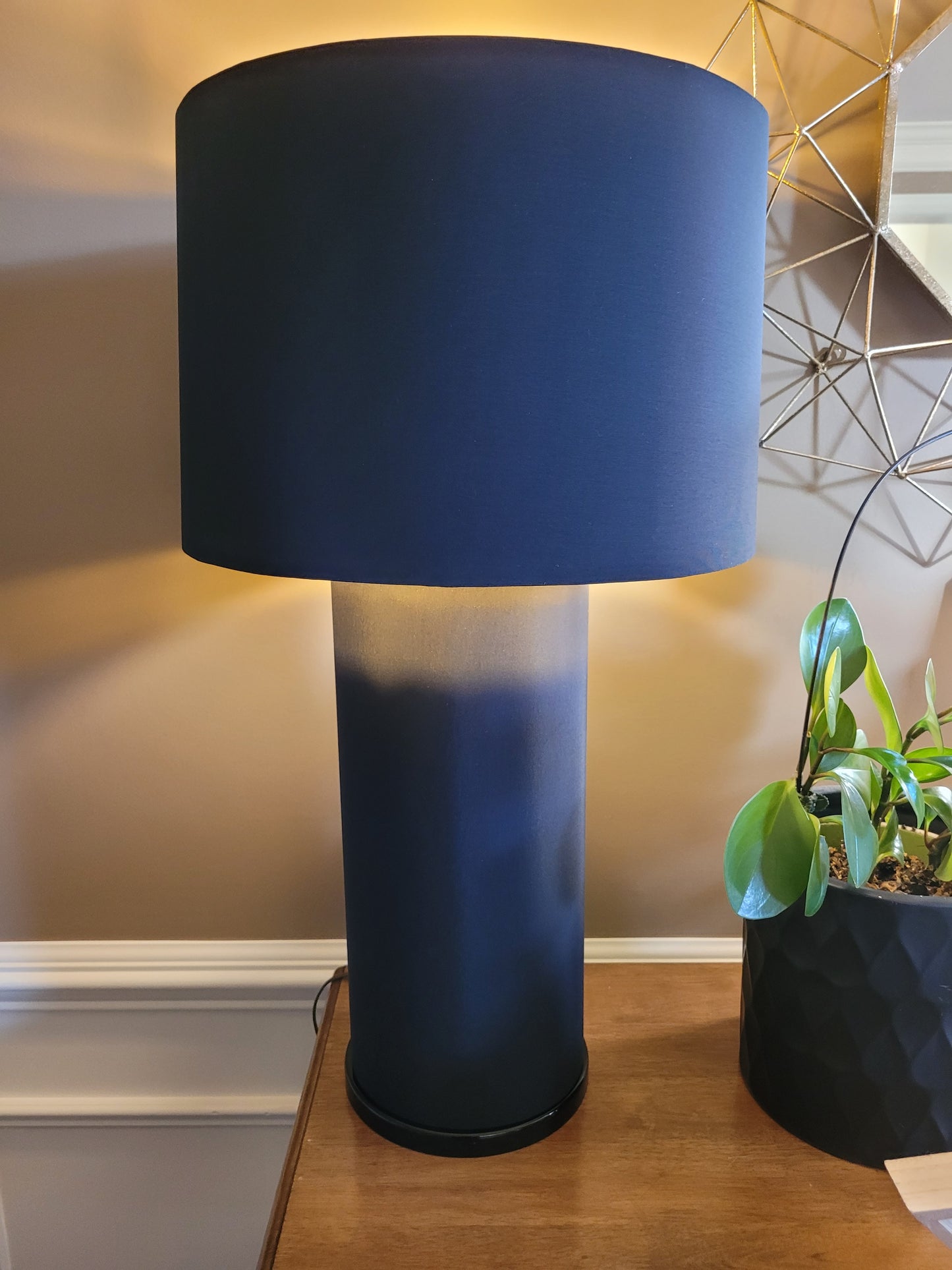 POP Table Lamp with Black Silky/Gold Drum Lamp Shade